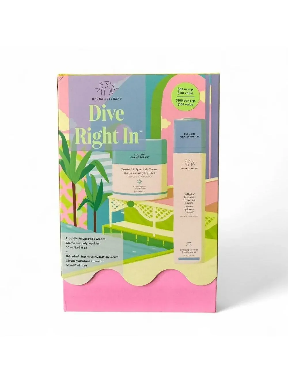 Drunk Elephant Dive Right In Set Protini Cream & B-Hydra Serum for Hydrated Skin